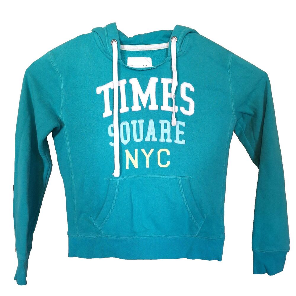 Aeropostale Hoodie Sweatshirt Womens Sm Blue Embroidered Fleece New York Sweater
